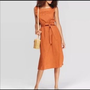 Universal Thread Orange Rust Pinafore MIDI Dress
